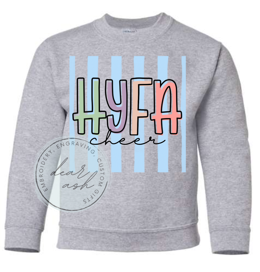 HYFA stripes-gildan sweatshirt YOUTH & ADULT