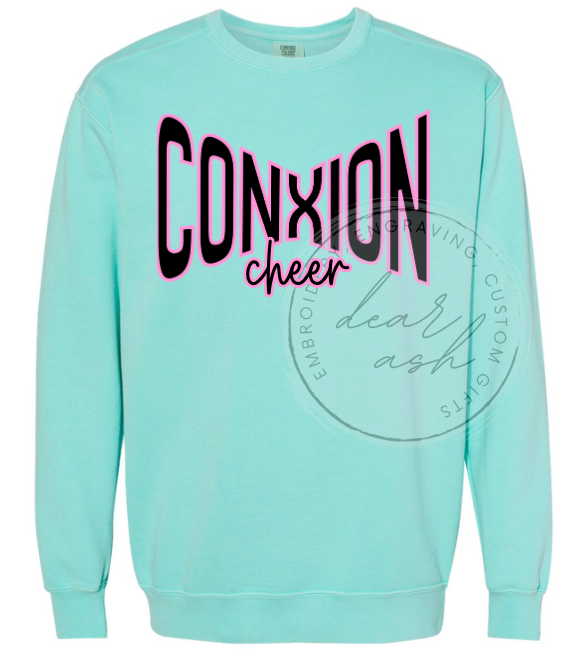 Conxion cheer pink-mint comfort colors sweatshirt