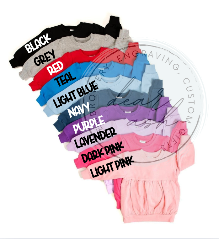Bubble Sweatshirts-appliqued names (with fabric) ETA AUGUST
