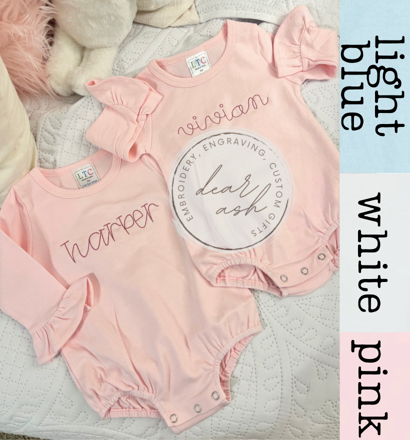 Ruffle long sleeve tshirt bubbles-embroidered