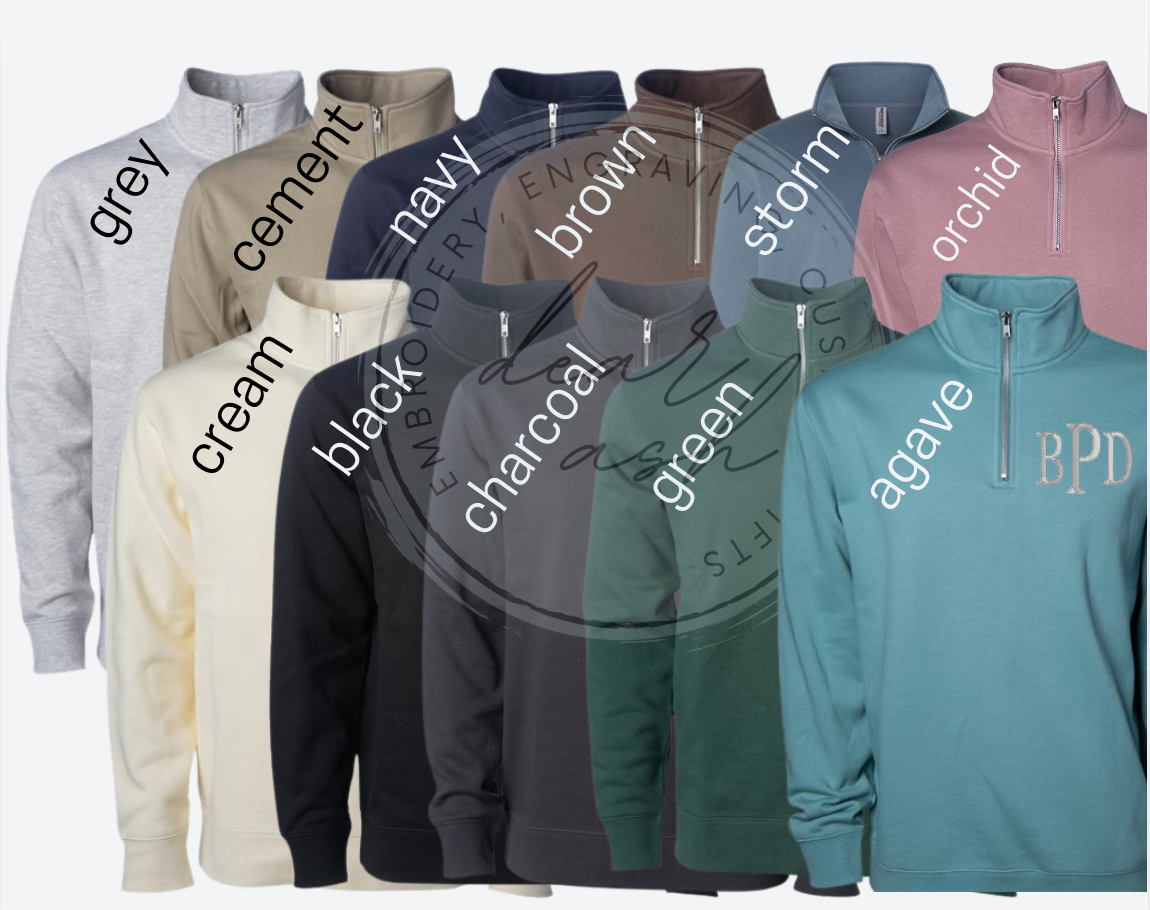 Midweight Quarter Zips-Embroidered