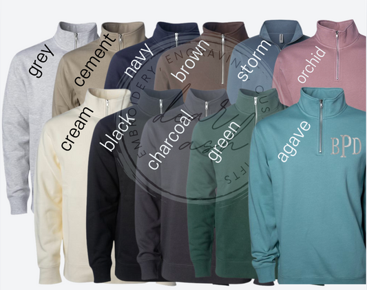 Midweight Quarter Zips-Embroidered