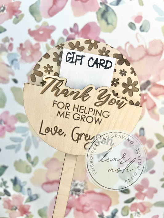 Gift card plant stake