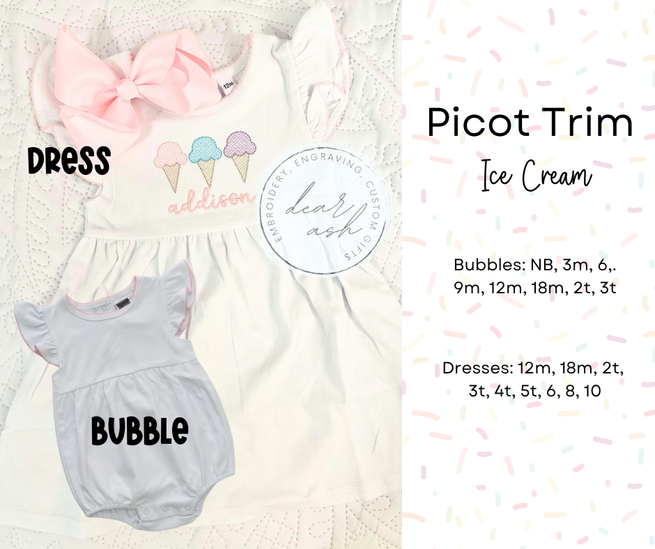 Picot Trim Ice Cream-Dress OR Bubble