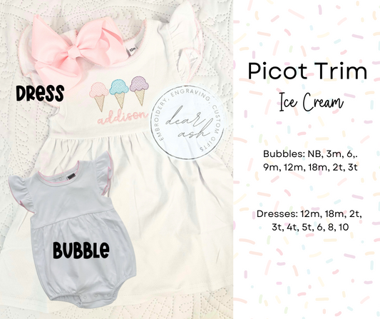 Picot Trim Ice Cream-Dress OR Bubble